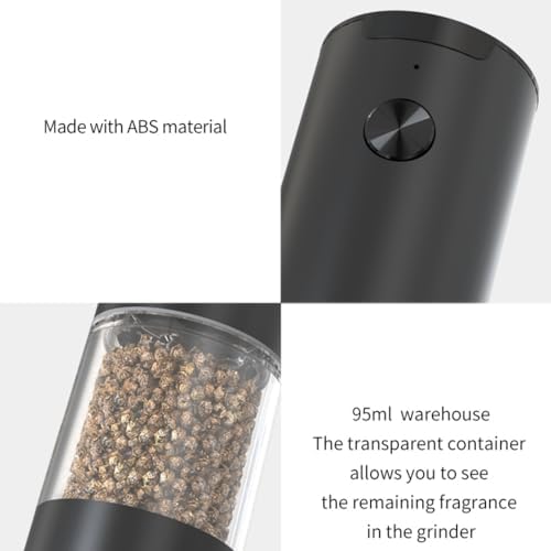 Premium Salt Pepper Grinder Set wAuto Shake-Free Design LED Light Black