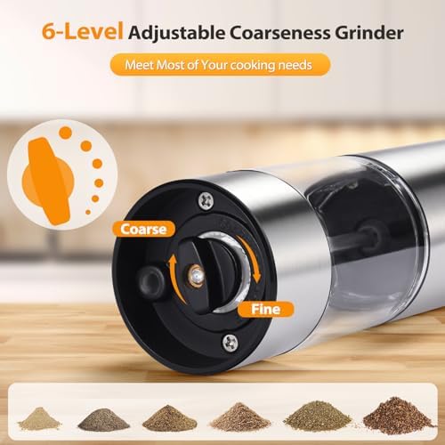 HSJAYAH Rechargeable Electric Salt And Pepper Grinder Set - Automatic With LED Lights