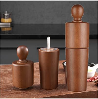 Elegant 8-inch Wooden Salt Pepper Mill with Adjustable Ceramic Grinders