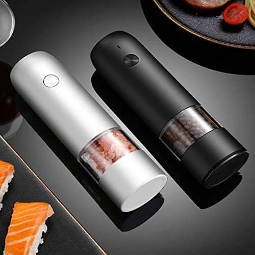 USB Rechargeable Electric Salt and Pepper Grinder Set with LED Light