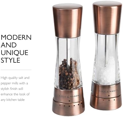 Handcrafted Salt Pepper Grinder Set with Adjustable Settings - Perfect for Home Kitchen