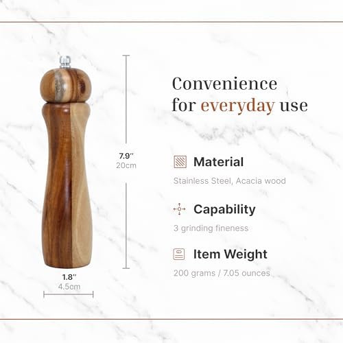 Acacia Light Wood Salt Pepper Mill Set