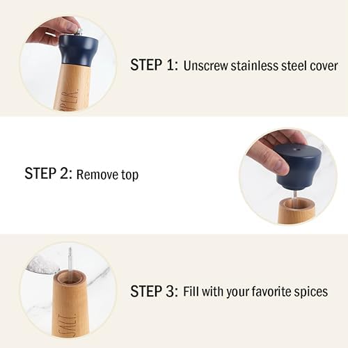 Rae Dunn Salt and Pepper Grinder Set - Modern Bamboo Design