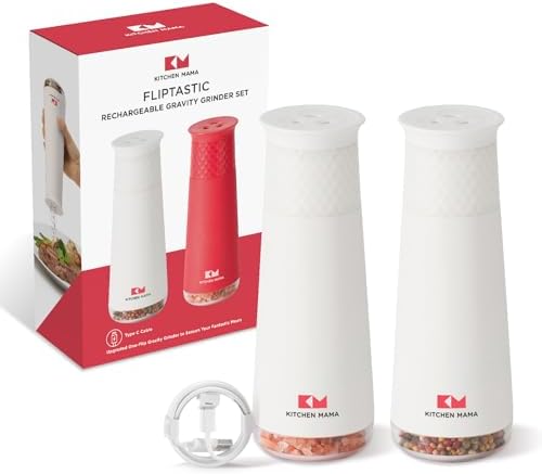 Kitchen Mama - Kitchen Mama Rechargeable Gravity Salt and Pepper Grinder Set