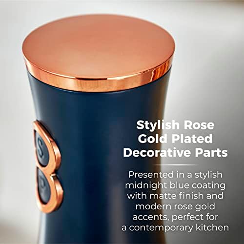 Tower T847004MNB Battery Operated Electric Salt and Pepper Mill Set Midnight BlueRose Gold