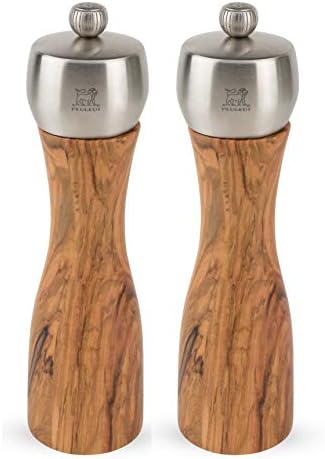 Handcrafted Olive Wood Salt Pepper Mill Set for Home Kitchen