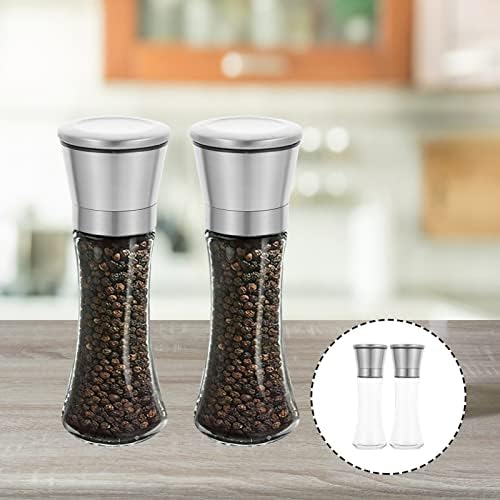 Hemoton 2PCS Set Manual Salt and Pepper Grinders