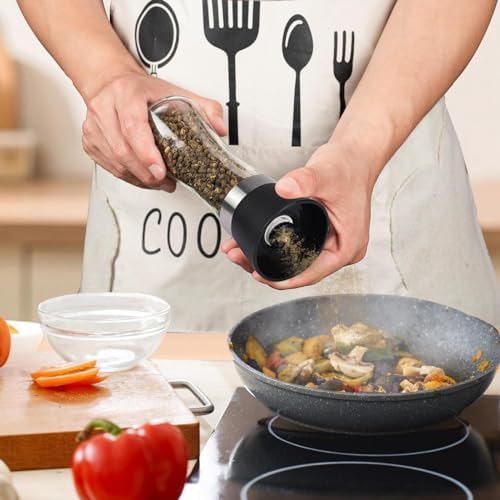 Premium Salt and Pepper Grinder Set - 2 Refillable with Sleek Design