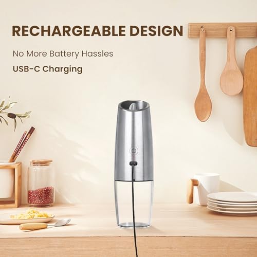 Kiaryuoll Rechargeable Electric Salt Pepper Grinder Set - 2-Piece