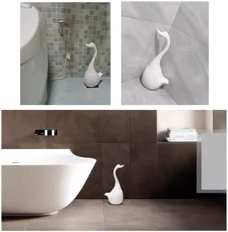 Swan Toilet Brush and Ceramic Holder Set