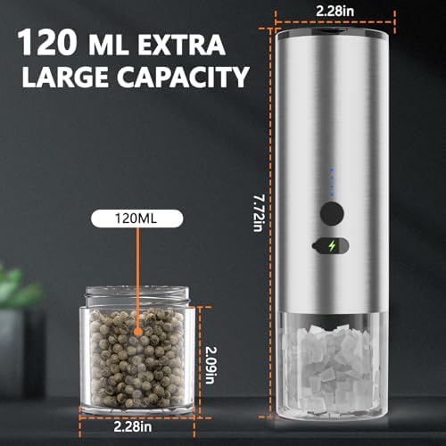 UpgradeJINGASAElectric Salt Pepper Grinder Set for Home Use with 4oz Capacity