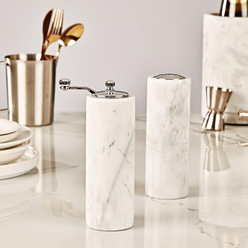 Elevate Your Kitchen with the White Marble Salt Pepper grinder Set