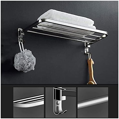Aldepo 90 Degree Folding Towel Rack with Storage Shelf