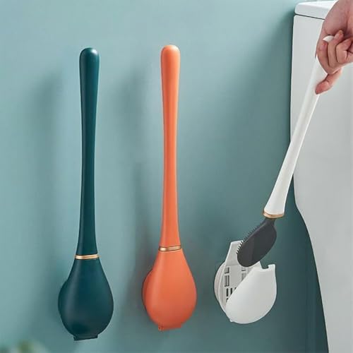 Space-Saving Silicone Toilet Brush and Holder Set for Home