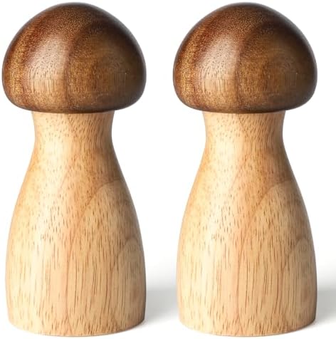 Biioistle Salt Pepper Mill Set Mushroom Shape Adjustable Home Kitchen Use