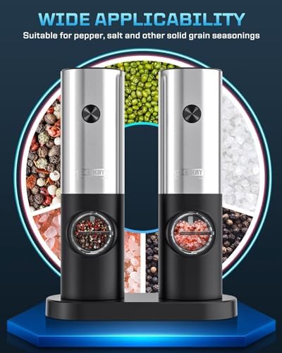 Adjustable 2-Pack Electric Pepper Salt Grinder Set