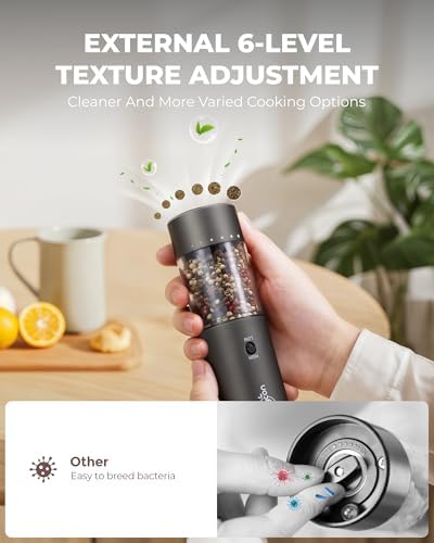 Sangcon 2 Speed Electric Salt and Pepper Grinder Set with Rechargeable Base