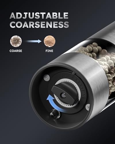 FORLIM Electric Salt and Pepper Grinder Set with USB Rechargeable and Adjustable Coarseness