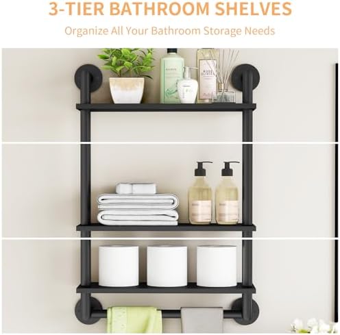 STWWO 3-Tier Wall-Mounted Stainless Steel Towel Rack with Towel Bar
