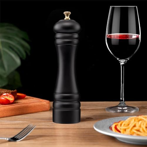 Precise Salt Pepper Grinder Set Beech Wood Stainless Steel Adjustable Ceramic Rotor
