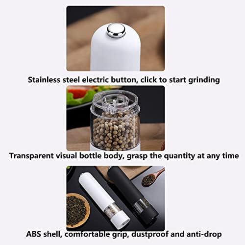 Electric Salt and Pepper Grinder with Ceramic Rotor and Adjustable Coarseness