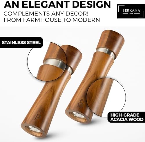 Premium Acacia Wood Salt and Pepper Grinder Set