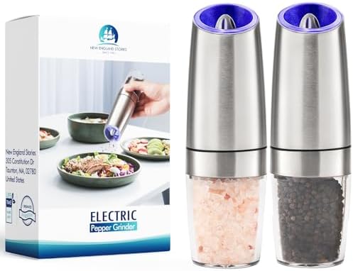 New England Stories Gravity Electric Salt Pepper Grinder Set