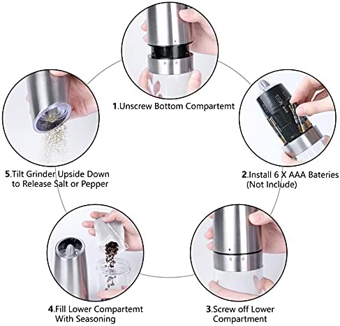 Adjustable Salt Pepper Mill Set with LED Light