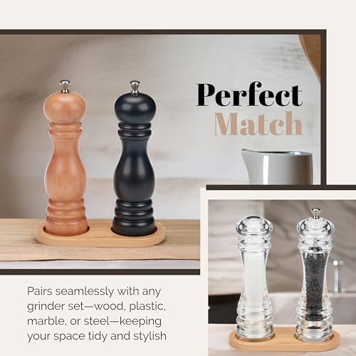 Sturdy Salt Pepper Mill Tray Beechwood Kitchen gadget