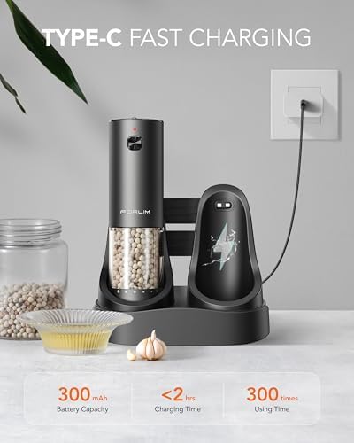 FORLIM 2-Speed Electric Salt and Pepper Grinder Set
