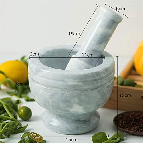 KJLYSolid Marble Pestle Mortar Premium Salt Pepper Mill Set