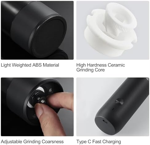 Rechargeable Pepper and Salt Grinder Set with LED Light