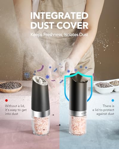 Gravity Electric Salt and Pepper Grinder Set with LED Light