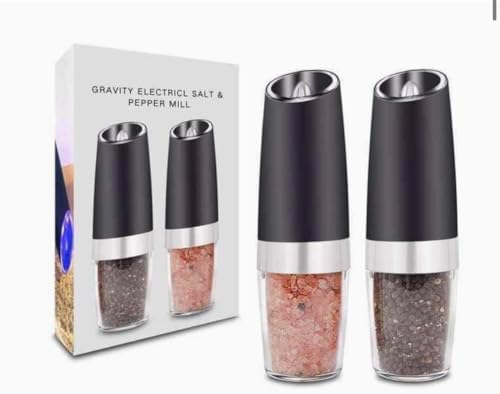 Gravity Electric Salt and Pepper Grinder Set Matte Black