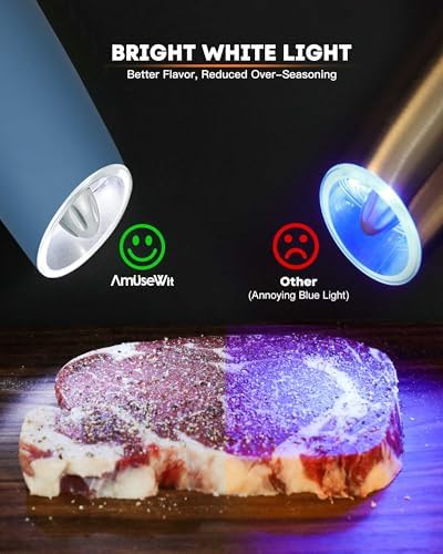 AmuseWit Gravity Electric Salt and Pepper Grinder Set with USB Rechargeable