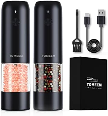 Tomeem Electric Salt Pepper Grinder Set with LED Lights