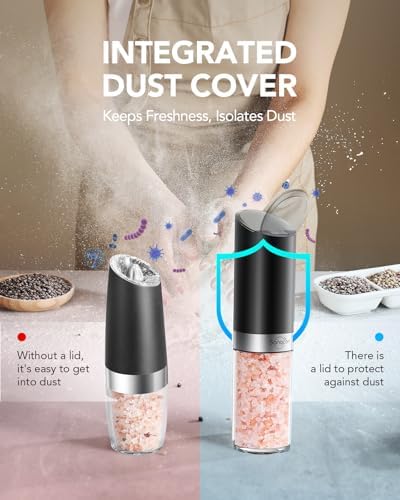 Extra Large Electric Salt and Pepper Mill Set with Dust Cover Adjustable Coarseness