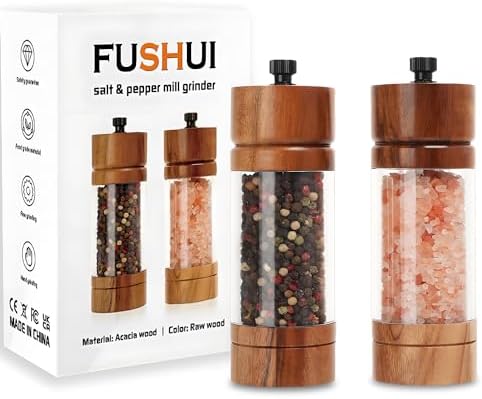 Manual wooden salt and pepper grinder sets - premium quality perfect gift 2 pack
