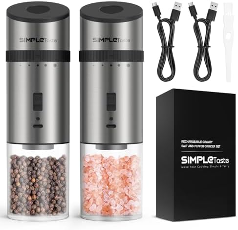 High-Quality Rechargeable Salt Pepper Mill Set Perfect for Cooking Dining Traveling
