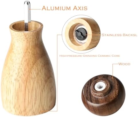 Biioistle Salt Pepper Mill Set Mushroom Shape Adjustable Home Kitchen Use