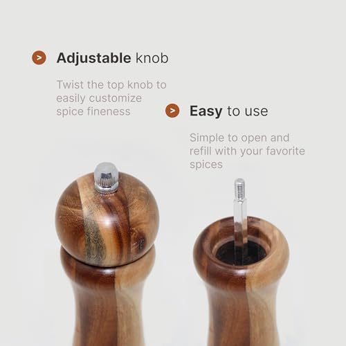 Acacia Light Wood Salt Pepper Mill Set