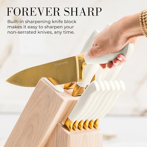 Styled Settings 17-Piece White and Gold Kitchen Set
