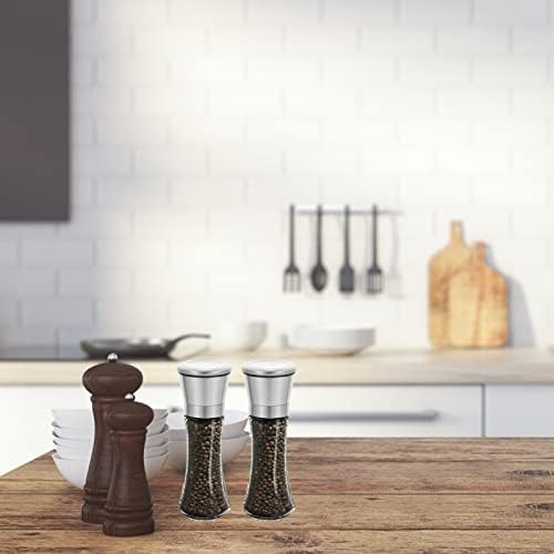 Hemoton 2PCS Set Manual Salt and Pepper Grinders