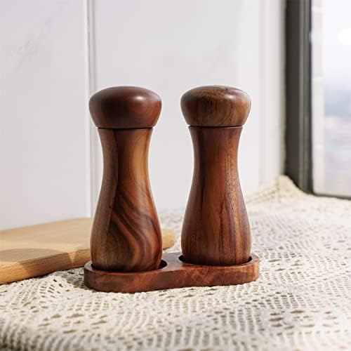Salt and Pepper Grinder Set with Mill Tray Set of 2