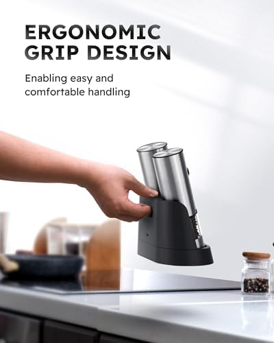 FORLIM Electric Salt and Pepper Grinder Set with USB Rechargeable and Adjustable Coarseness