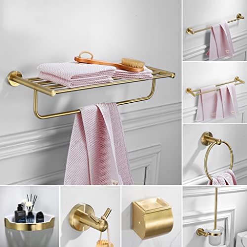 DCIUSTFHE 1462Lx880W-in Brushed Gold Towel Rack with Stainless Steel Set