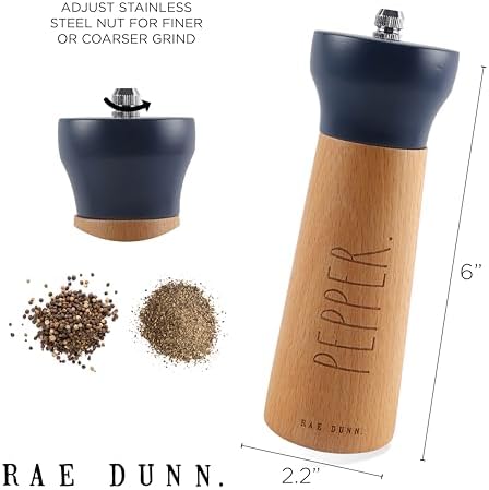 Rae Dunn Salt and Pepper Grinder Set - Modern Bamboo Design