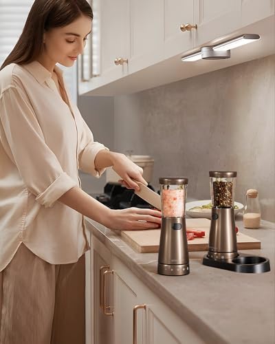 Electric Salt Pepper Grinder Set - Rechargeable Adjustable Coarseness 45oz Capacity