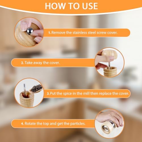 Precision Grind Control Space-saving 2-Pack Wooden Salt and Pepper Mill Set