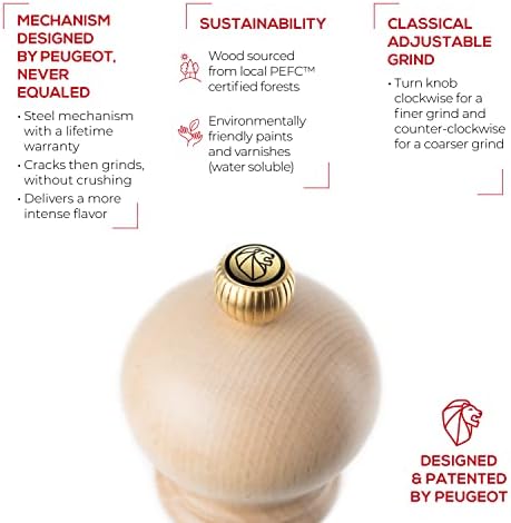 Peugeot Paris 0870422 Pepper Mill 8-34 Natural Made in France
